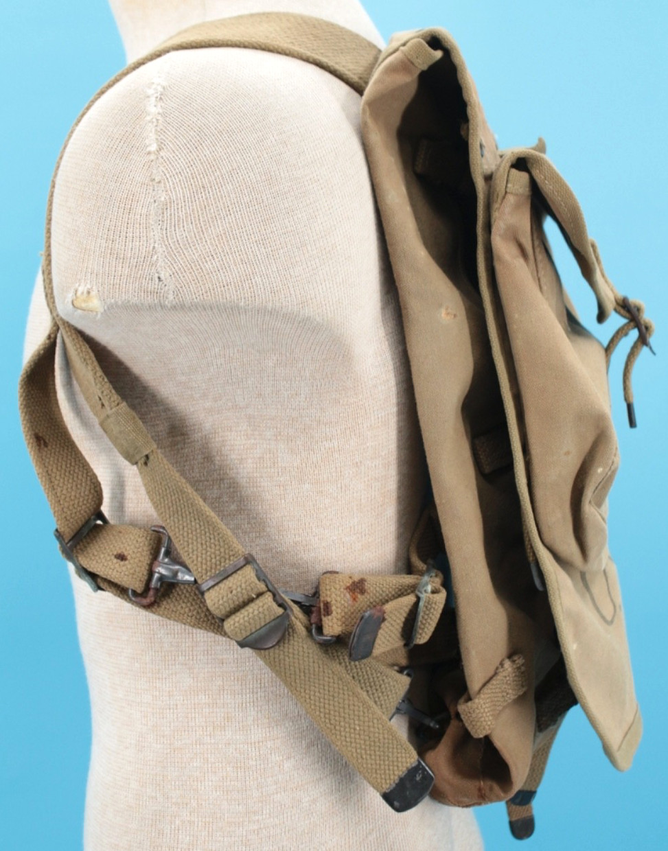 Vtg WWII US Army M1928 Canvas Haversack Backpack 1942 Dated WW2