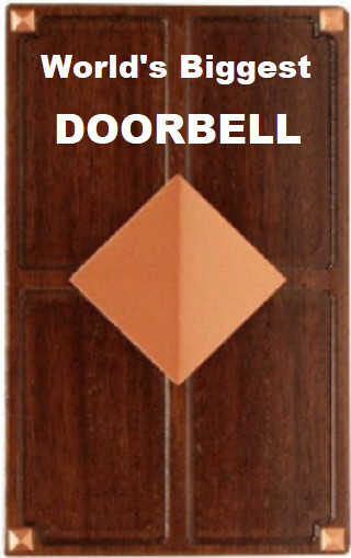 World's Biggest Door Bell 8" x 5" Wired or Wireless - Red Oak - Weighs 1.5 Lbs.