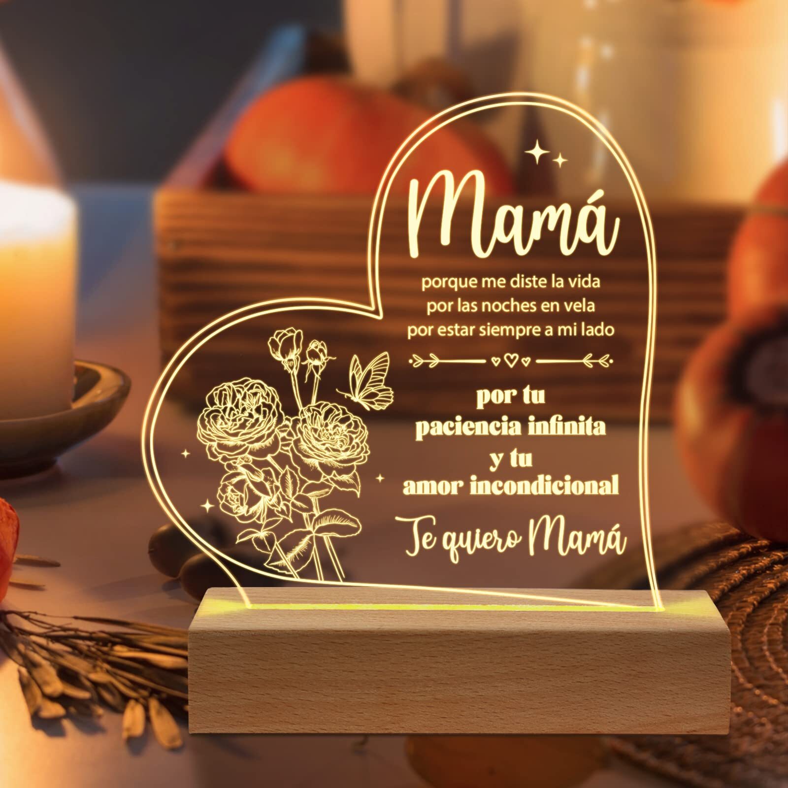 Gifts for Mom in Spanish Regalos para MamÃ¡ Engraved Acrylic Night Light