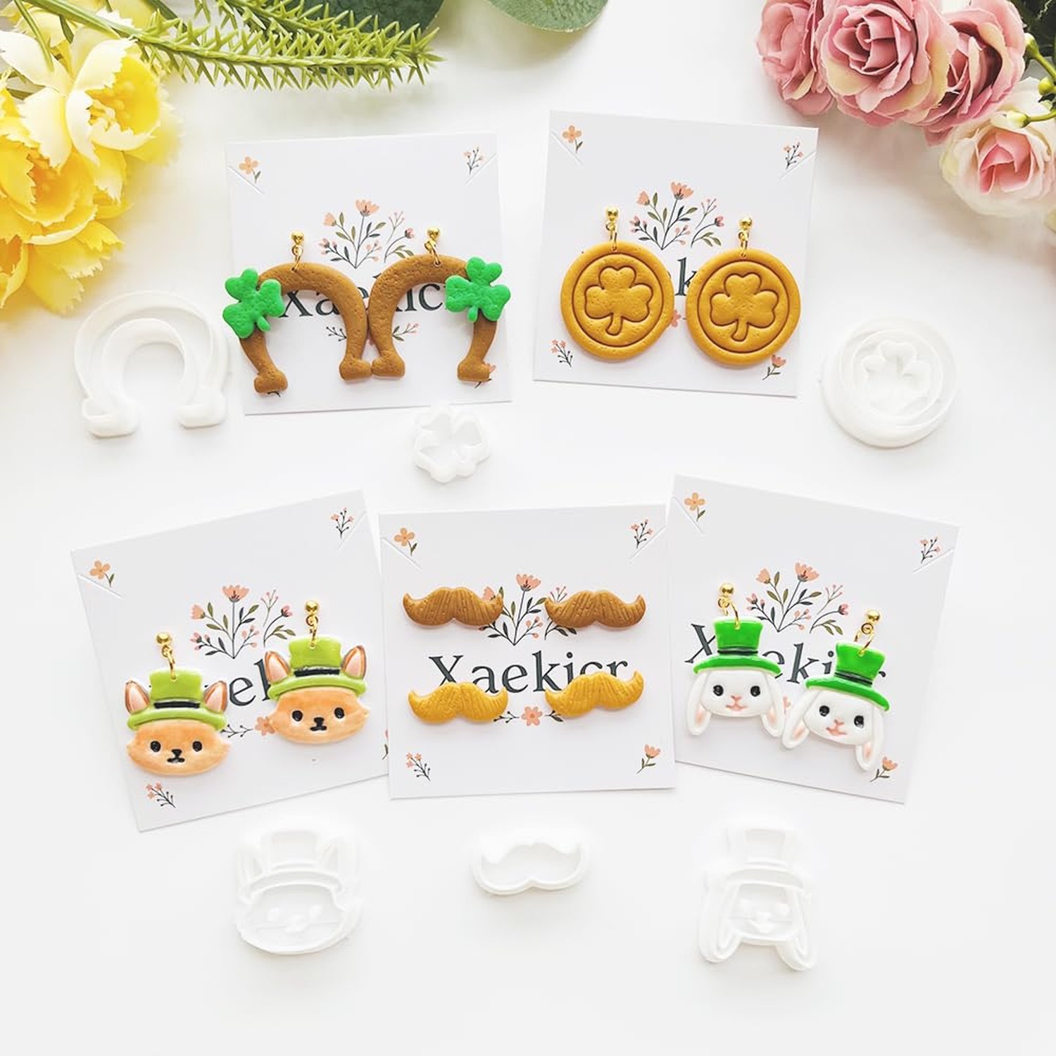 St. Patrick's Day Polymer Clay Cutters Set - 10pcs Sharp & Durable Leprechaun...