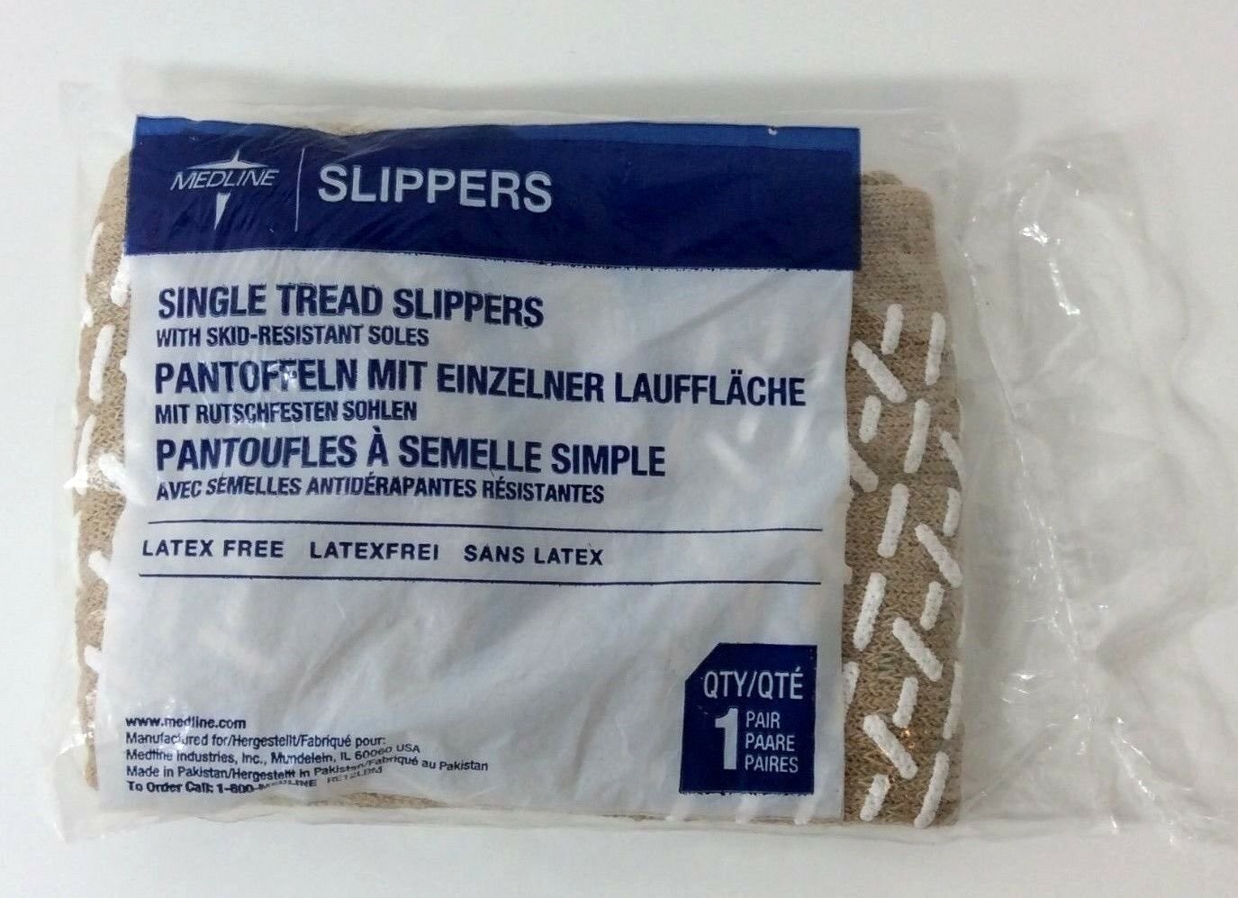 Medline Latex Free X-Large Skid Resistant Soles Beige Slippers  SEALED PACKAGE