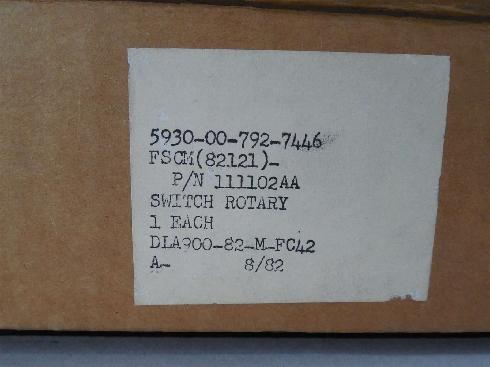 Electroswitch 111102AA Rotary Switch 10A 125 VAC