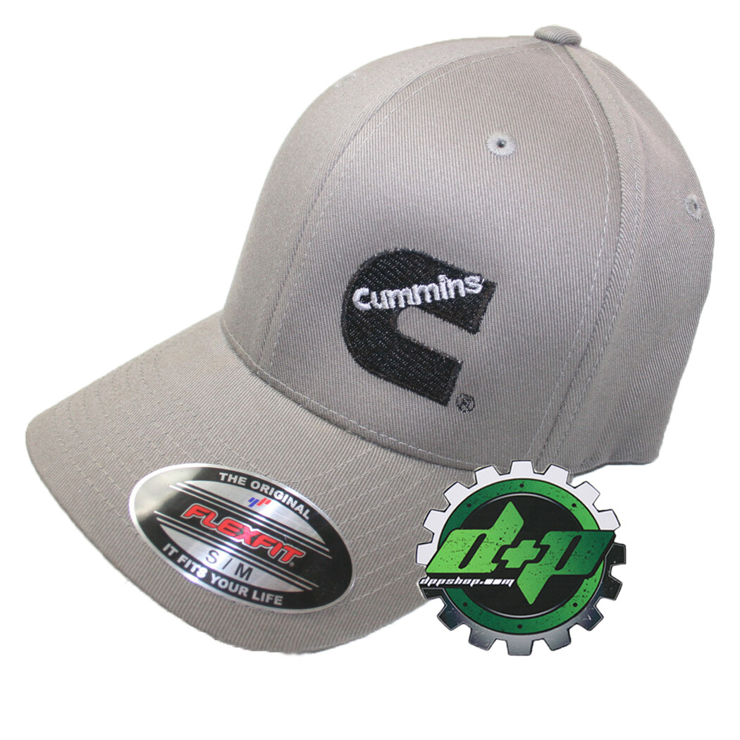 Cummins Med. Gray Flexfit Hat ball cap fitted flex fit stretch new S/M