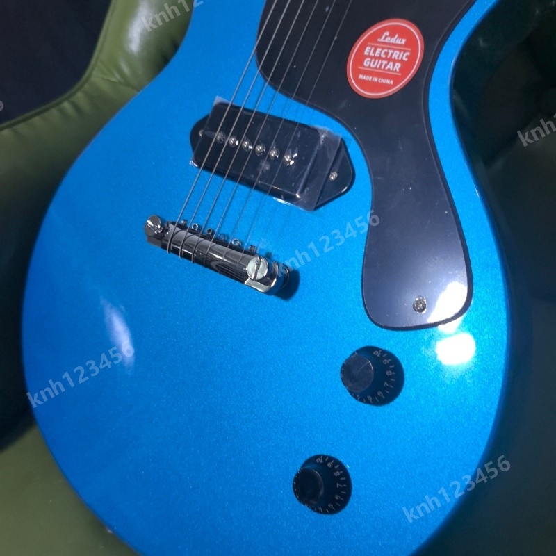 Electric Guitar Metallic Blue Paint P90 Pickup Stainless Rounded Fret Edge