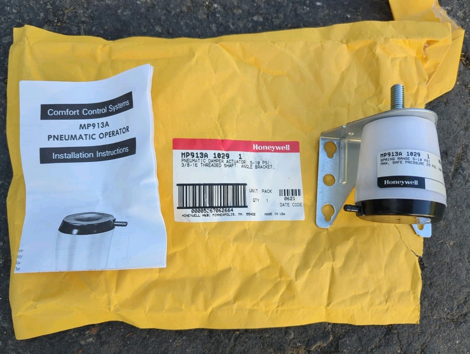 Honeywell MP913A-1029 DAMPER ACTUATOR 5-10PSI.  --- FREE SHIPPING---
