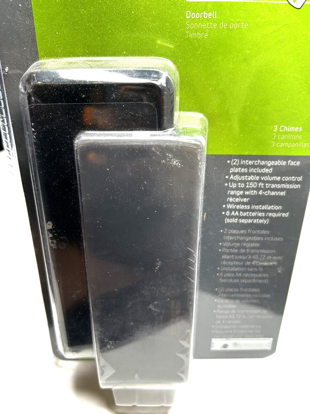 Heath Zenith Wireless Doorbell Black & Gray, 3 Chimes, 150' Range, Wireless