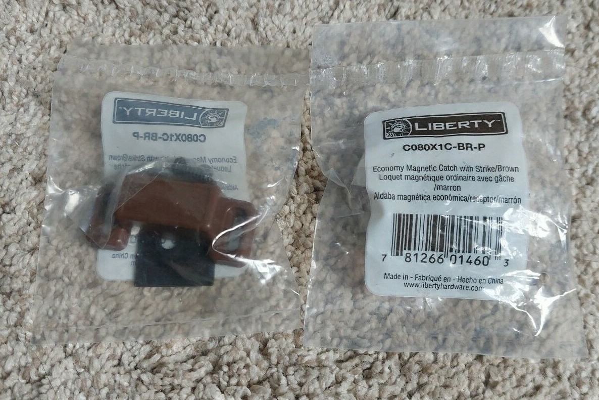 2 pack 2" Liberty Magnetic Catch Assembly Part C080X1C-BR-P sealed w/ Screws