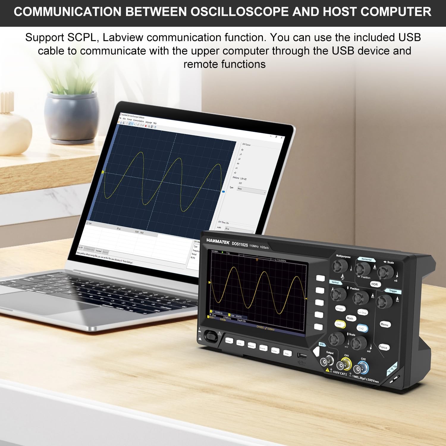 HANMATEK 2 in1 Digital Storage Oscilloscope with Built-in Waveform Generator,...