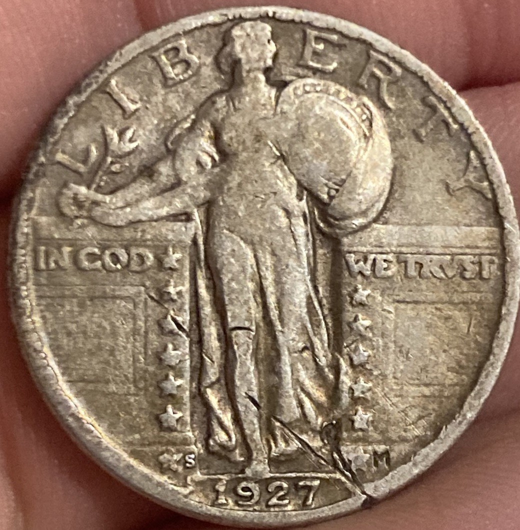 1927-S Standing Liberty Quarter Fine Details Scratched
