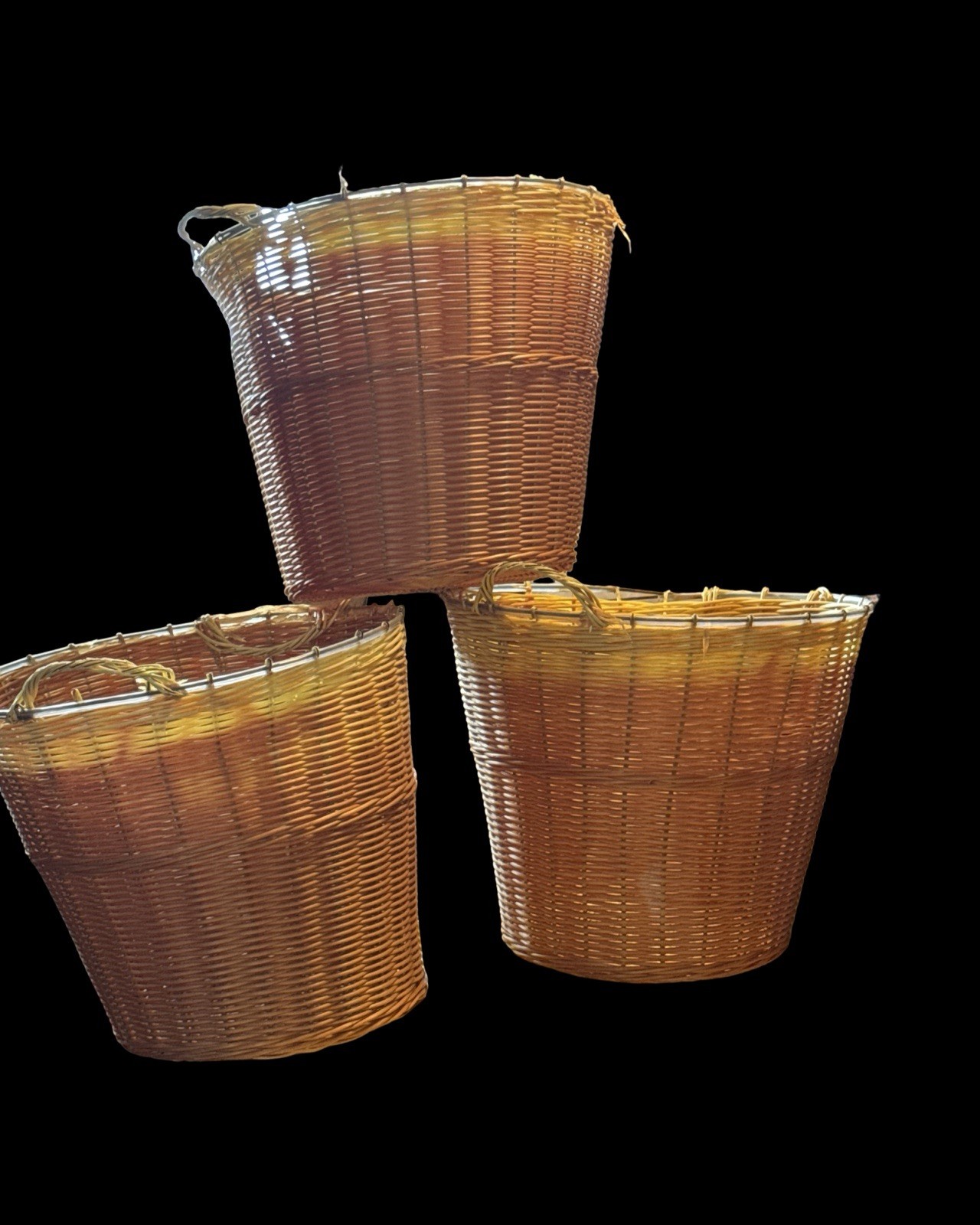 Wicker woven basket With Handles 18”X14” LOT OF 3
