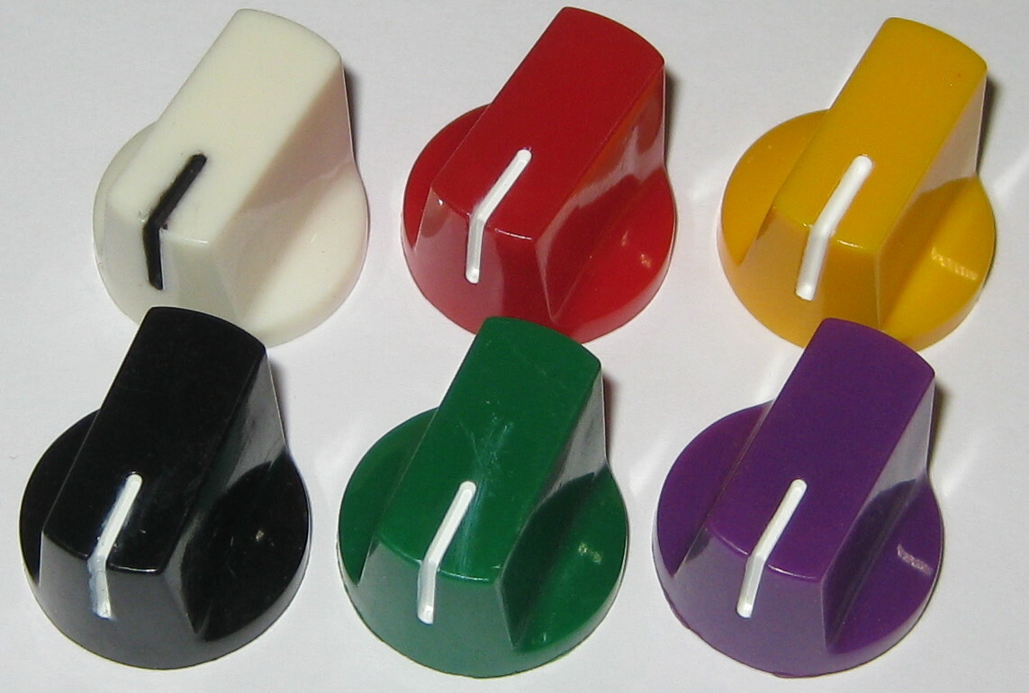 6 X Plastic Potentiometer Multi Color Knob Set - Fits 6 mm 1/4" Shaft - 20 mm