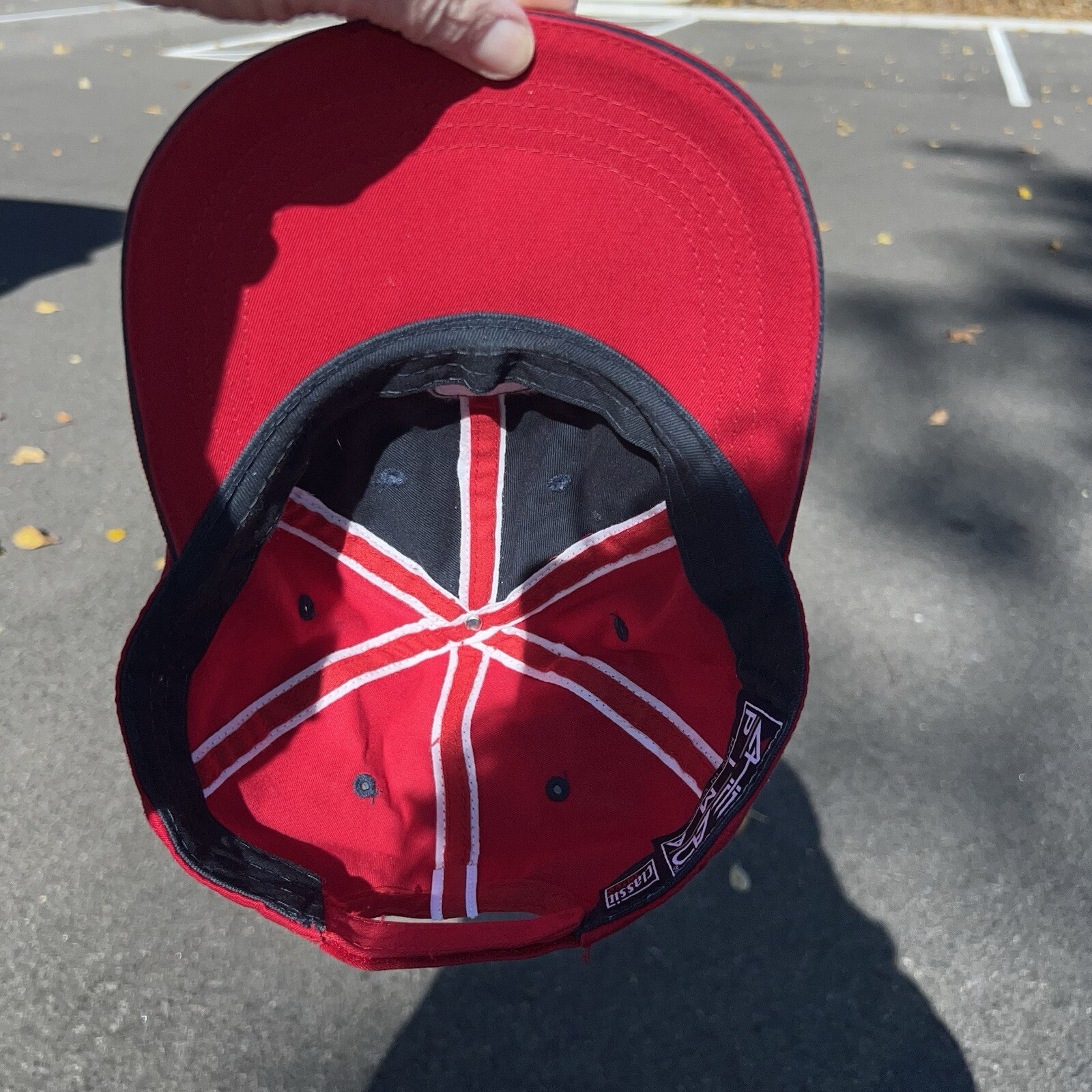 The Meadows Black Navy Red Patch on Red Hat Cap Hook Loop Ahead Pima Classic Cut
