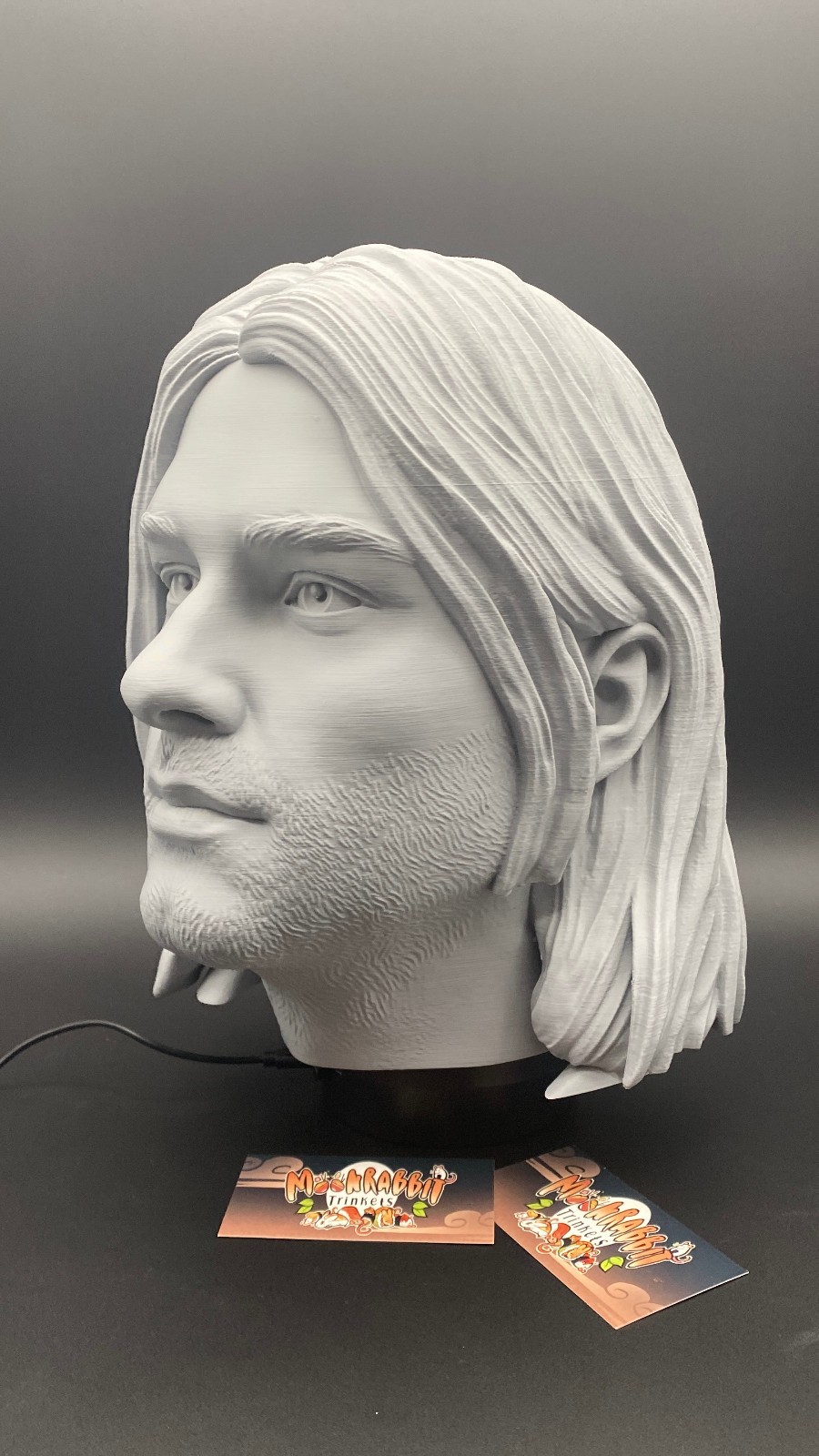Kurt Cobain Bust Headphone Stand - PC Gaming Nirvana Display - Birthday Gift
