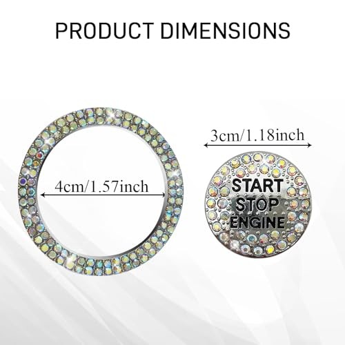 Bling Car Push Start Button Covers, Sparkling Rhinestone Switch Knob Colorful