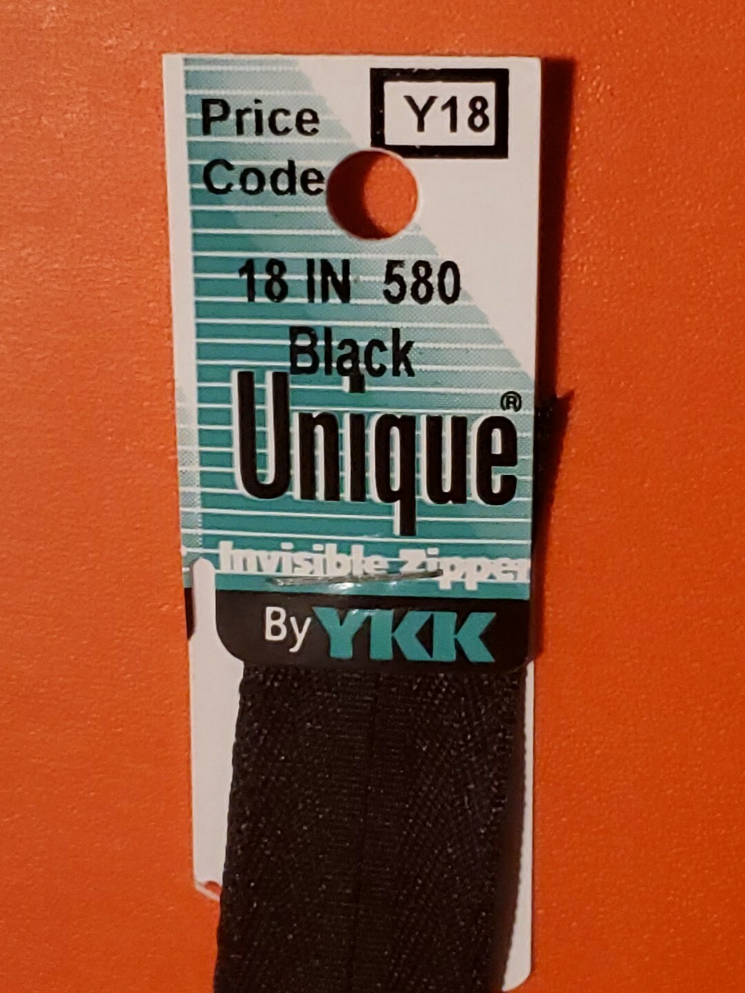 American & Efird YKK Unique Invisible Zipper 18"-Black