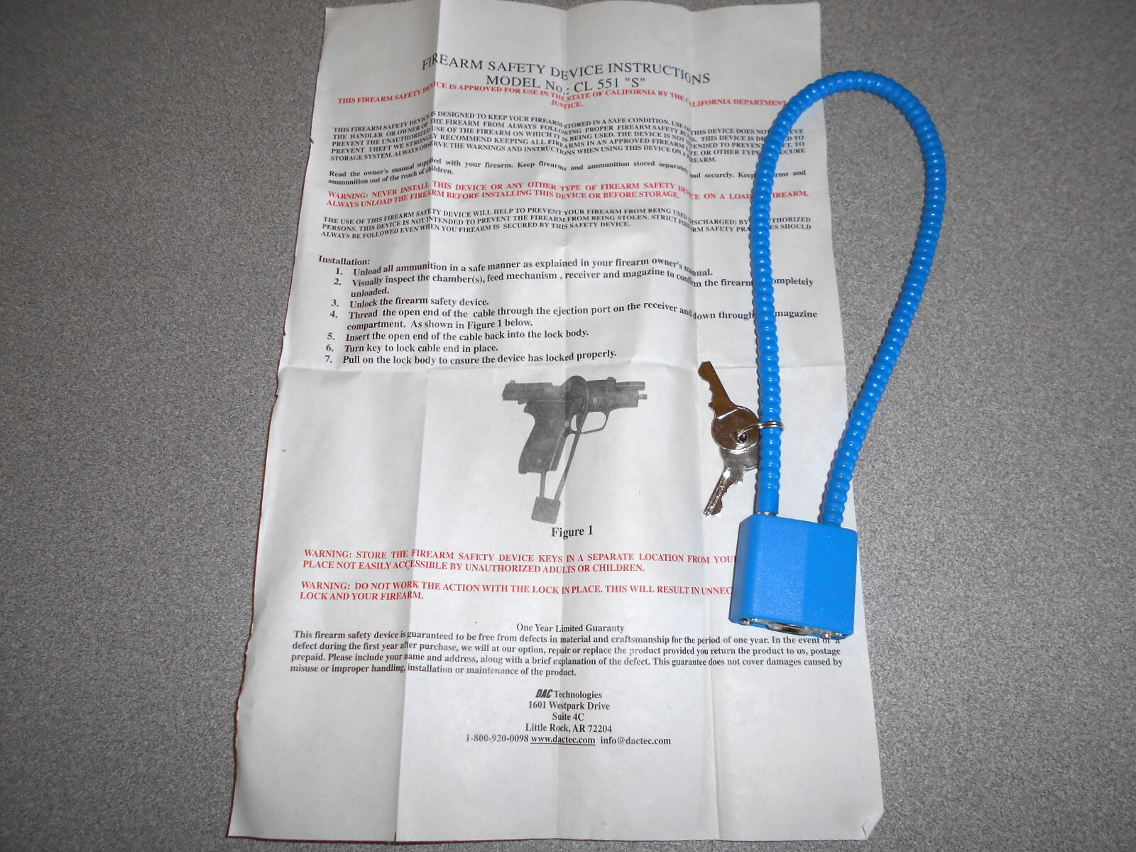 Firearm lock universal for various model handguns  rifles with 2 keys new