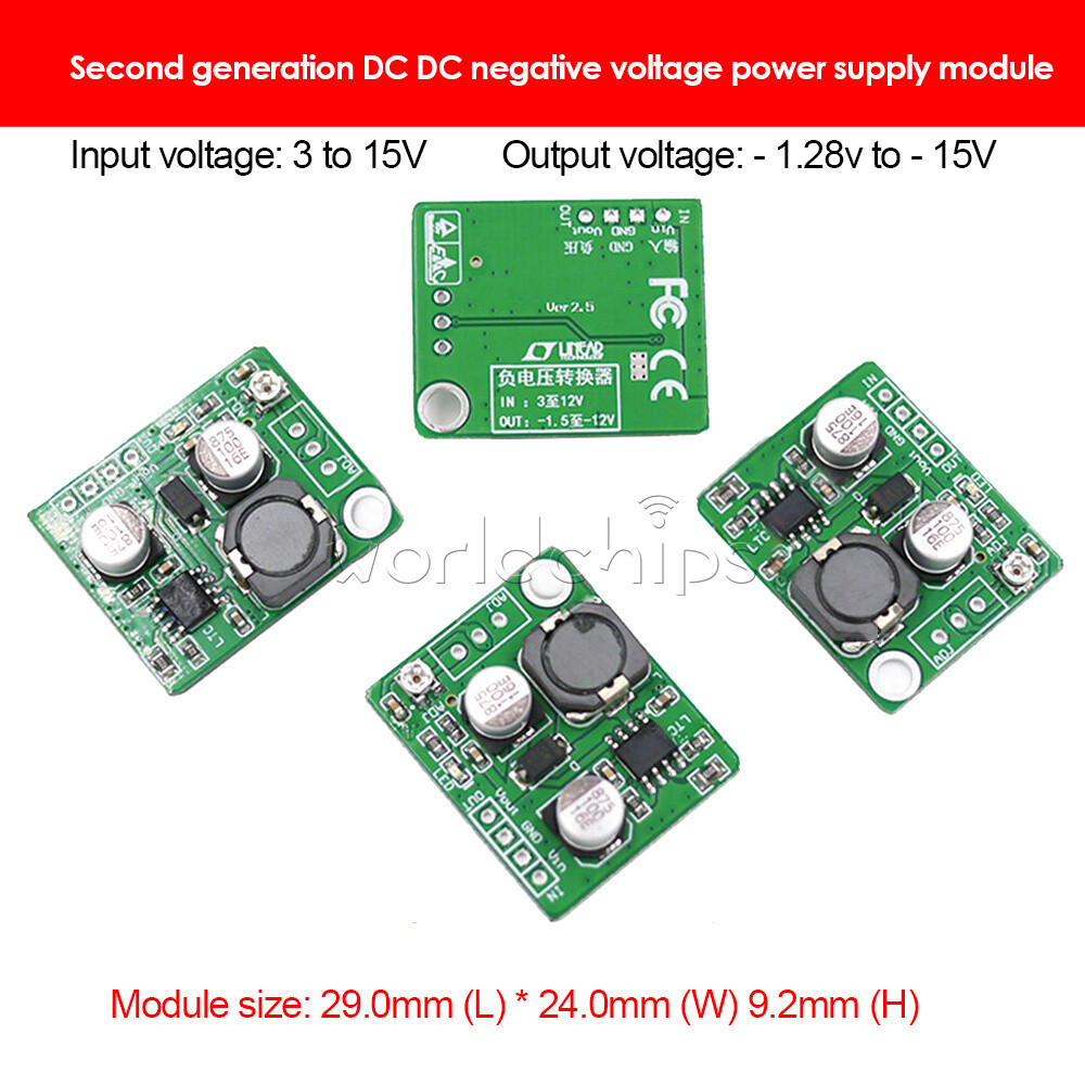 DC-DC Negative Voltage Conversion Module 3~15V to 1.25~15V Adjustable 300mA