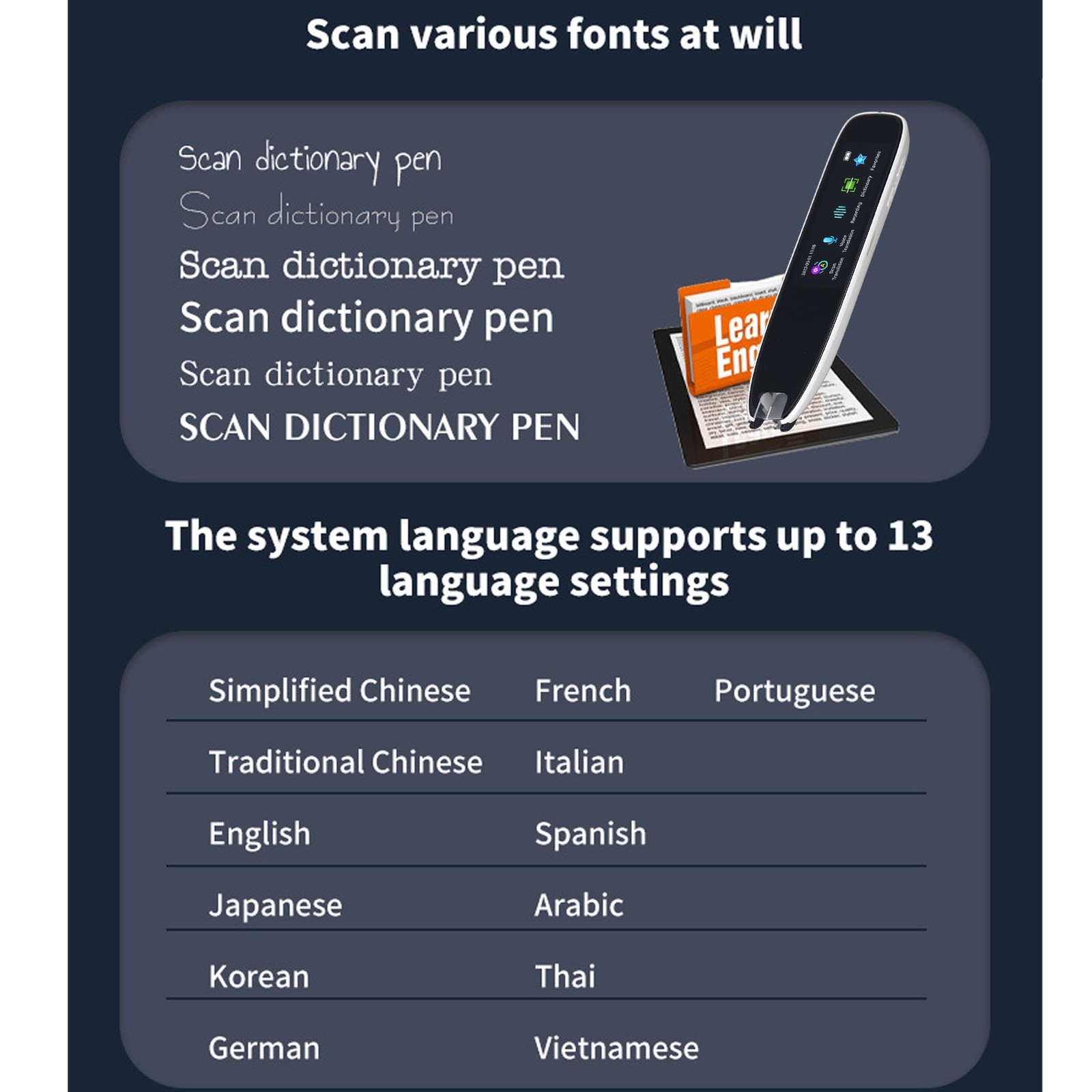Smart Voice Translator Pen With 13 Languages Support For Communication