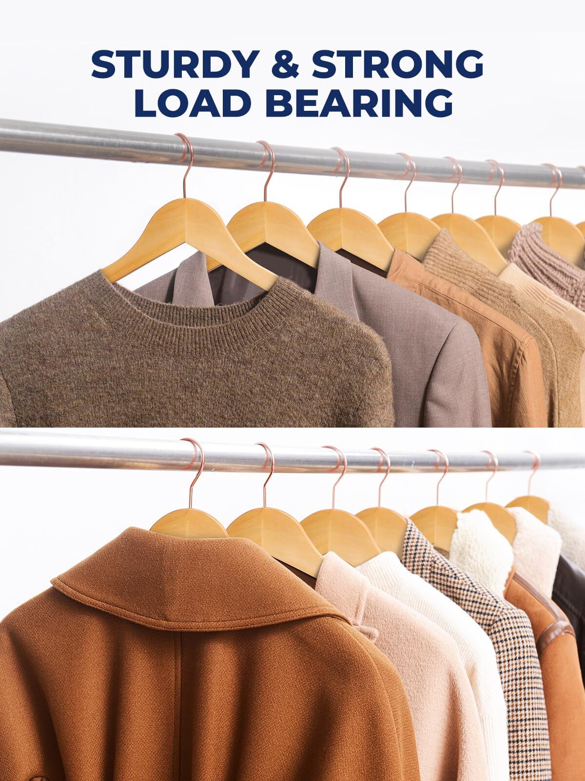 Wooden Hangers 20 Pack Durable Coat Hanger Wood Hangers with Bar Premium Suit...