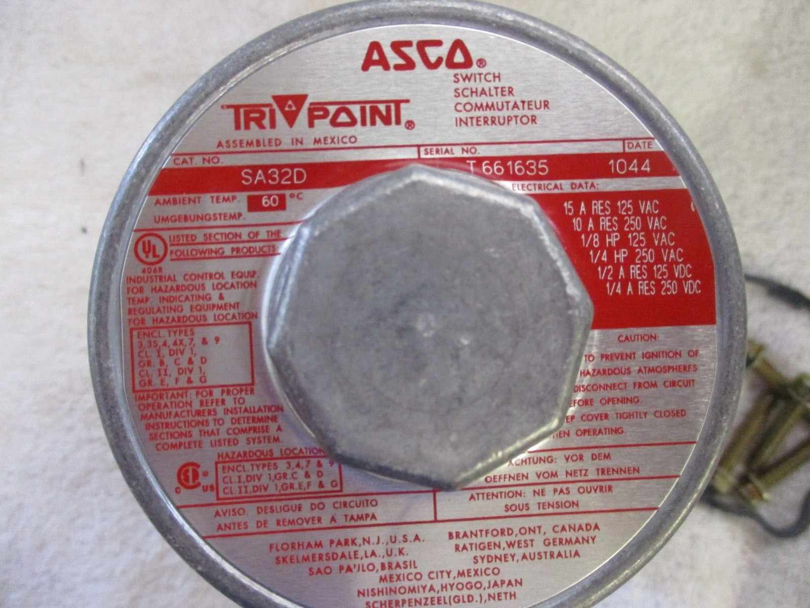 NIB ASCO TRI POINT Pressure Switch SA32D #1