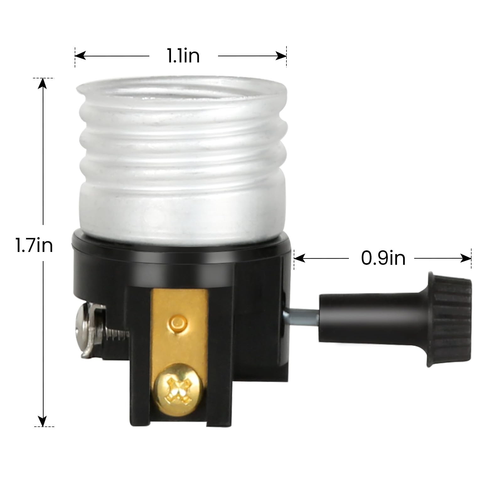 2 Pack UL Listed E26/E27 Light Socket Replacement with ON/Off Switch Black