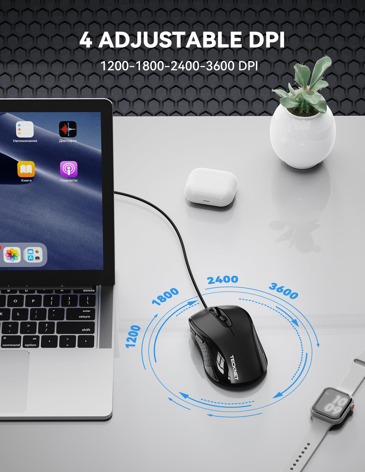 Wired Mouse, USB Wired Computer Mice, 3600DPI 4 Adjustable Levels, 6-Button E...
