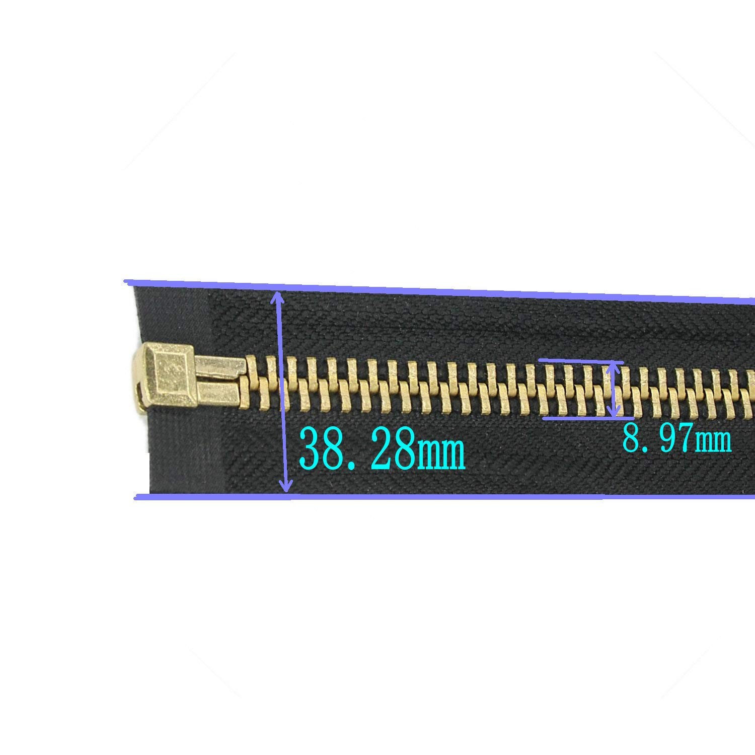 #10 30 Inch Metal Zipper Brass Separating Jacket Zipper Heavy Duty Metal Zipp...