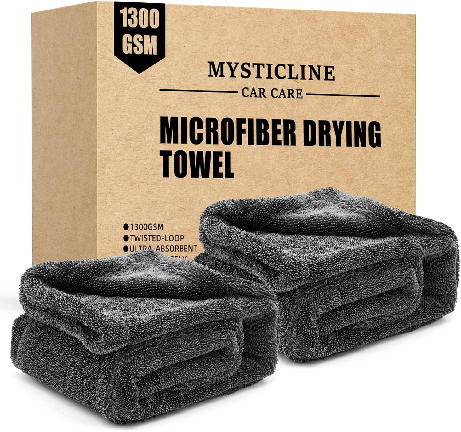 2 Pack 1300 GSM Car Drying Towel,Double-Sided Microfiber Towels for Cars(36" X 2