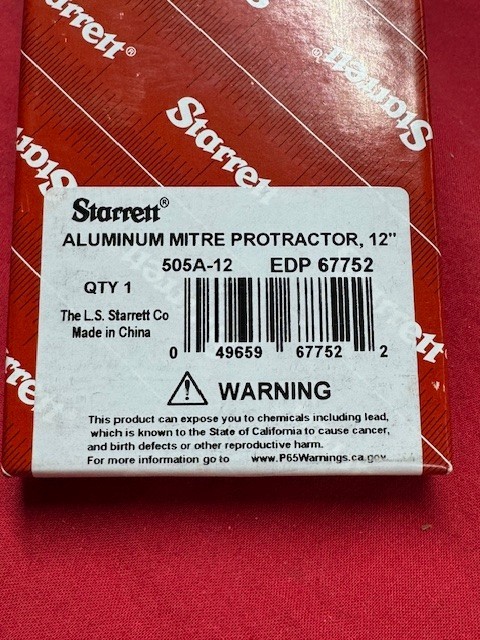 Starrett 505A-12 Miter Protractor, 12'' Aluminum, ProSite Series
