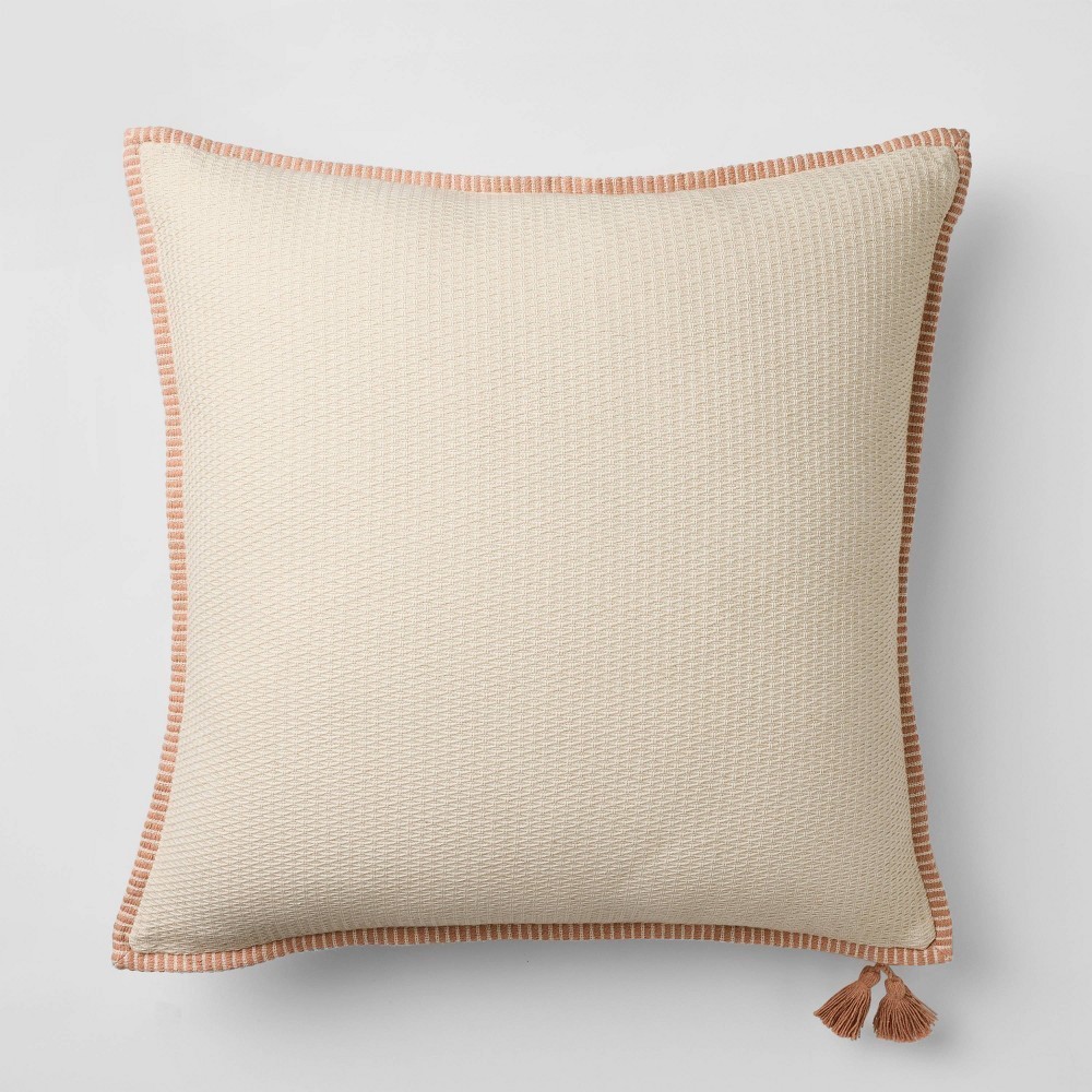 Oversized Square Cotton Linen Texture with Tassel Orange/Cream - Threshold Desig