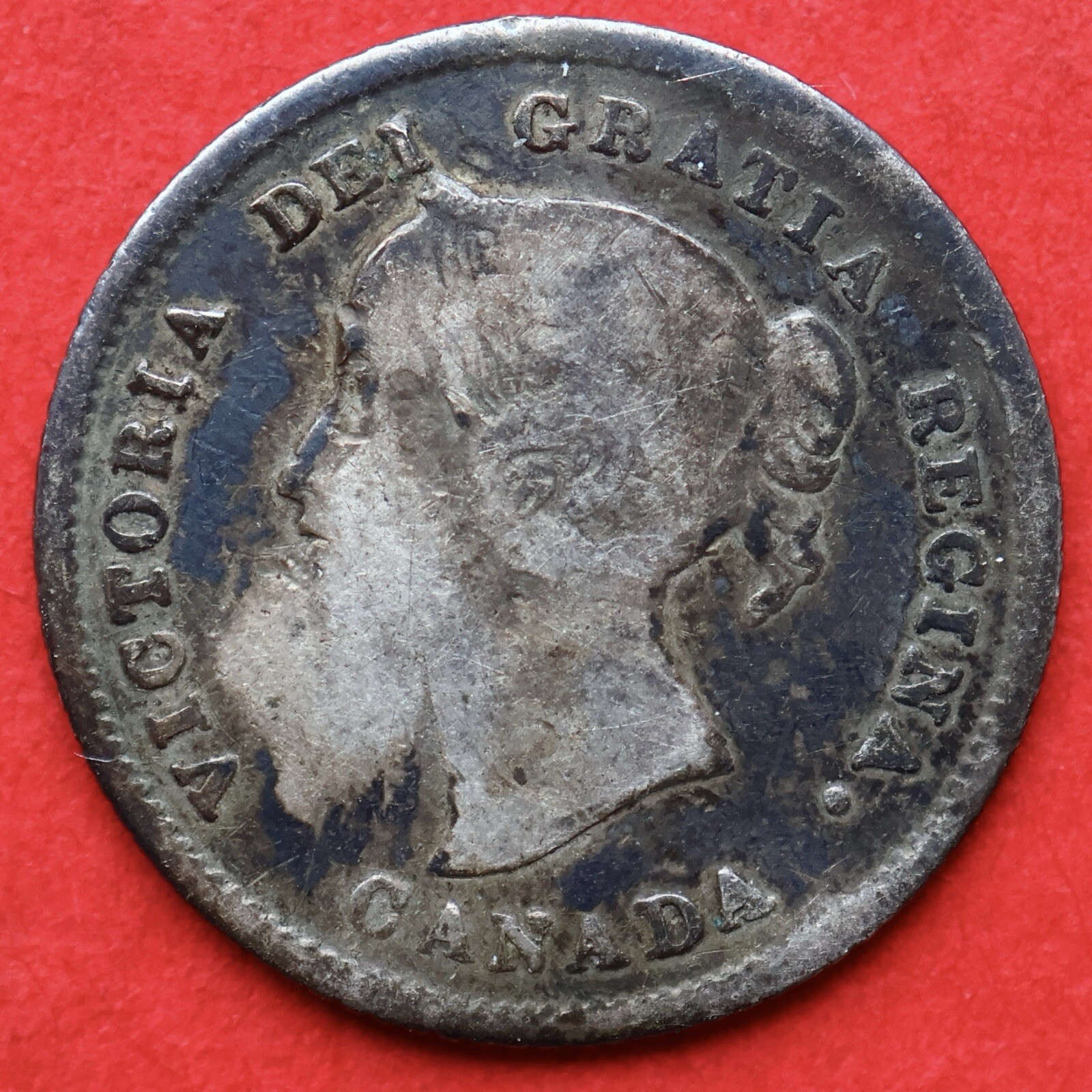 1874H Canada 5 Cents Plain 4 - VG/F - Bent Trend 60$ Lot#12171