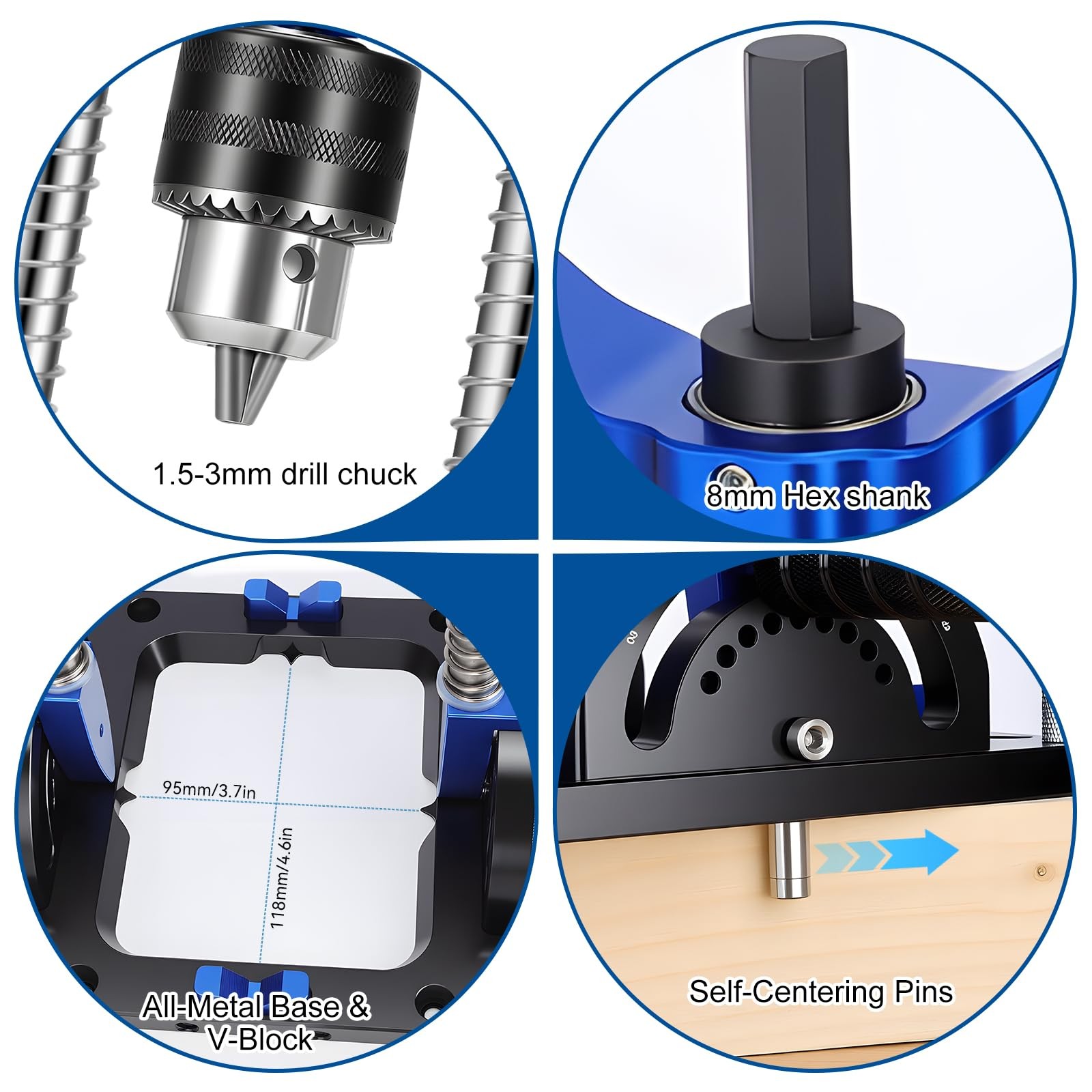 Upgraded Portable Drill Guide, Adjustable 0Â°to 60Â°Multi Angle Drill Guide for