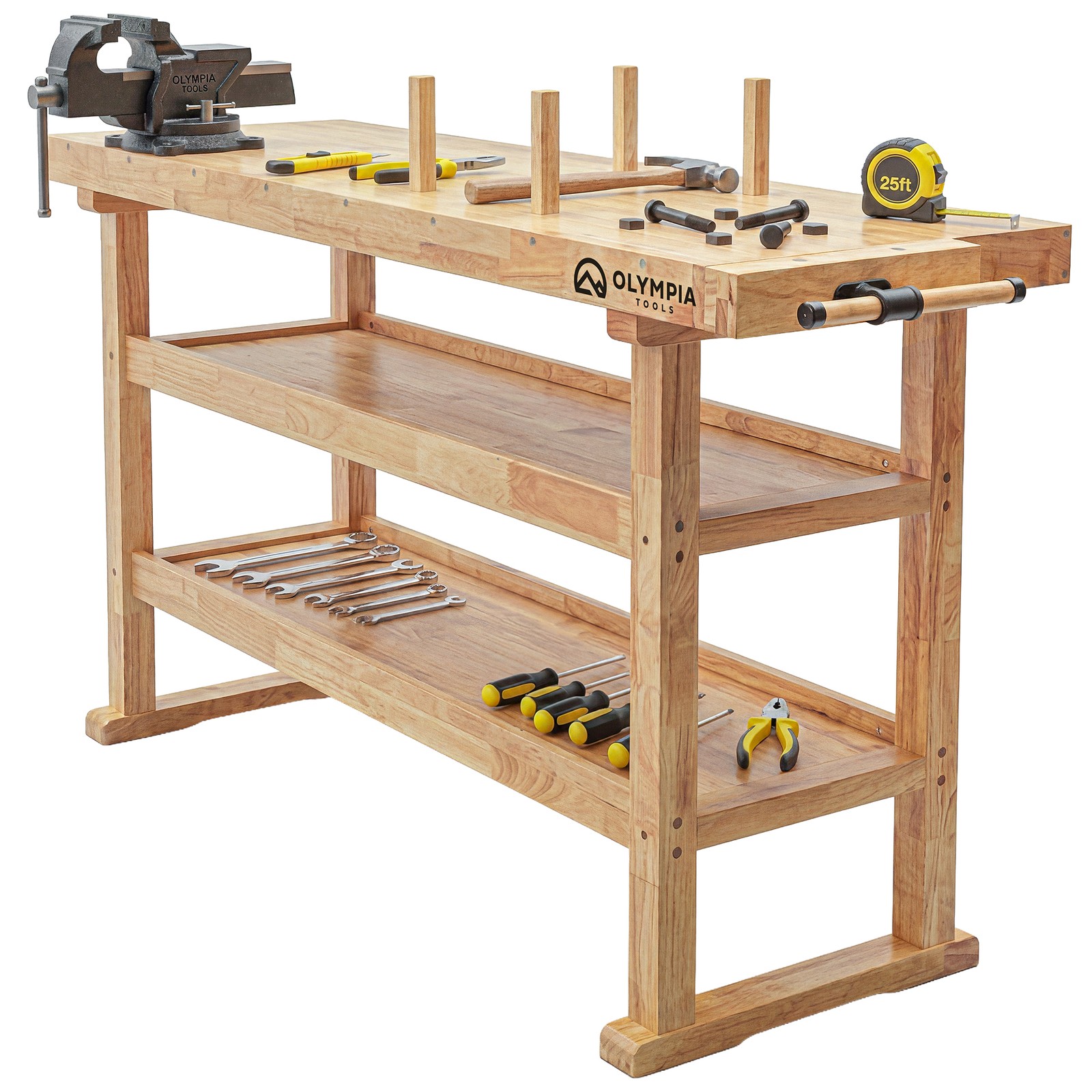 Olympia Tools 60 Inch Heavy Duty Rubberwood Workbench