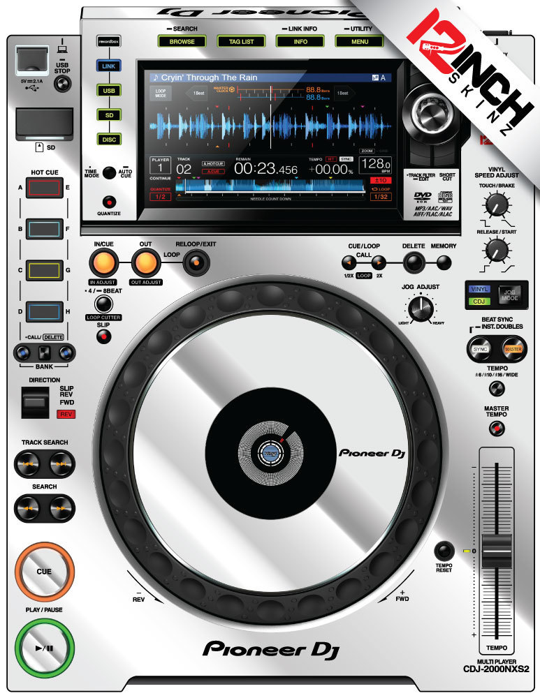Pioneer CDJ-2000NXS2 Skin (PAIR) mirror silver