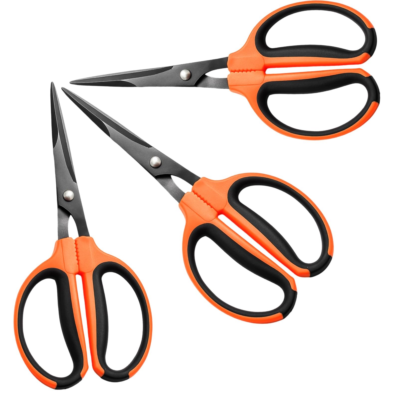 GROWNEER 3 Packs Trimming Scissors Teflon Coated Non Stick 7.2Inch, Orange