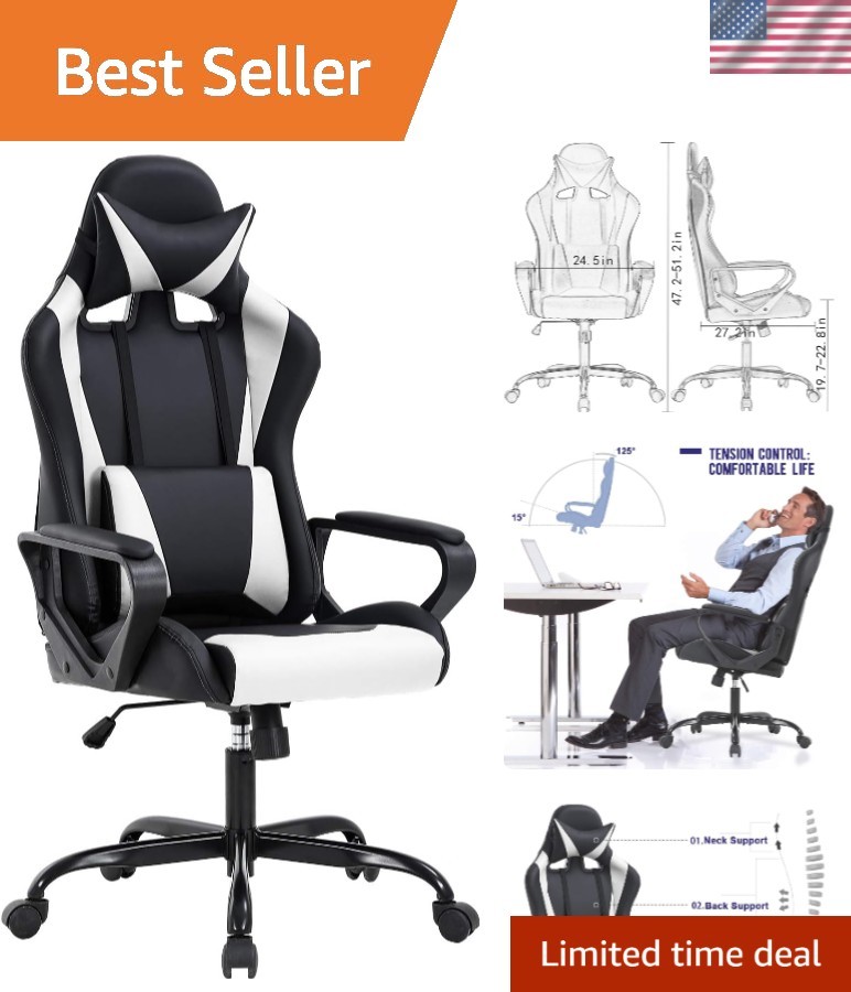 Stylish High-Back Ergonomic Chair for Gaming & Relaxation - White Color