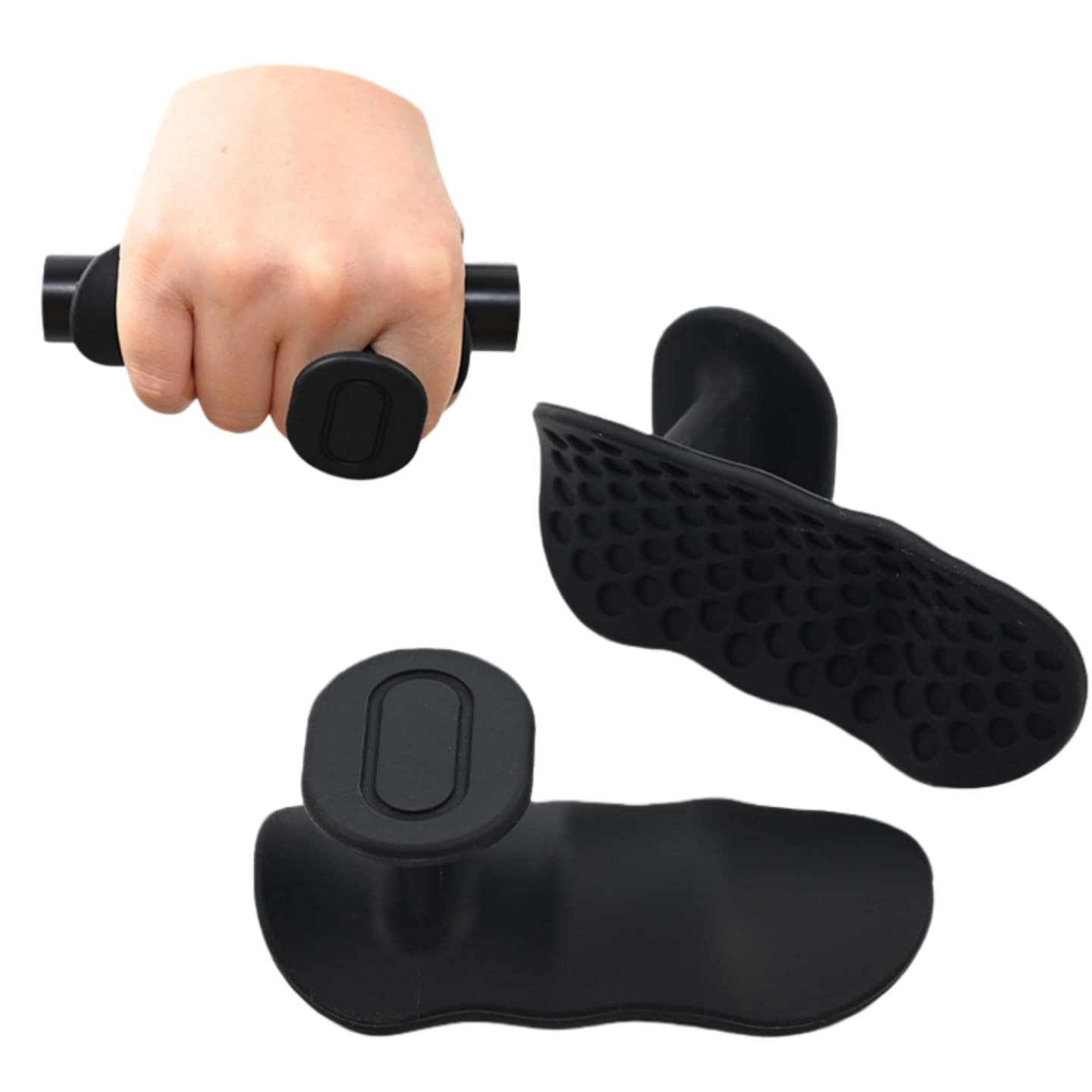 ourgle Anti-Slip Workout Grips - Ergonomic Rubber Hand 3.23*1.65, black