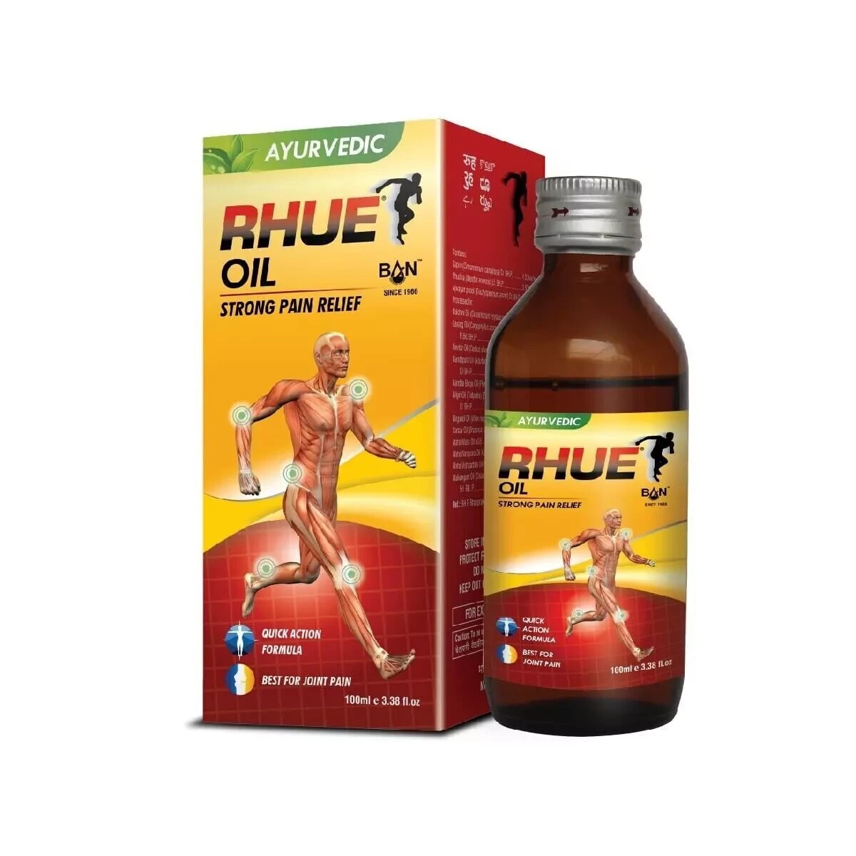 Ban Labs Ayurvedic Rhue Oil 100ml Ajwain, Mustard & Clove Oil Knee/Leg,Shoulder