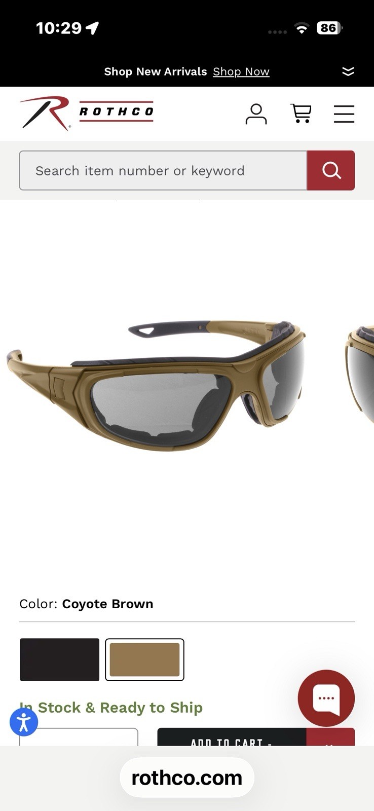 Rothco Adaptable Tactical Sports Goggles -Coyote Brown #10388