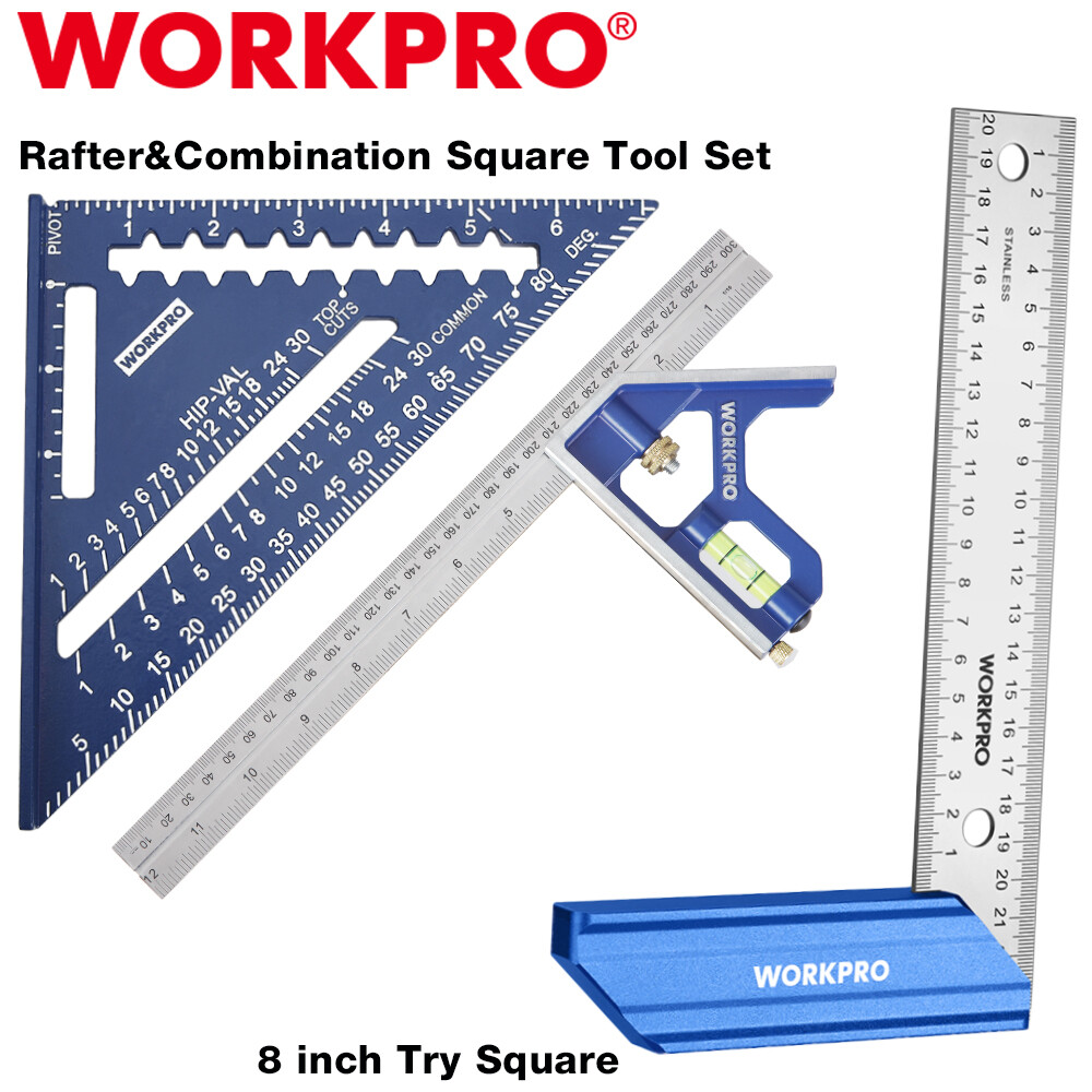 WORKPRO 2PIECE Rafter Square &Combination Square Tool Set/8-inch Try Square Tool