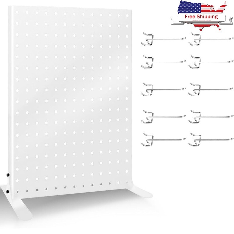 Pegboard Display Stand Metal Retail Rack W/ Hooks Trade Shows Exhibitions New