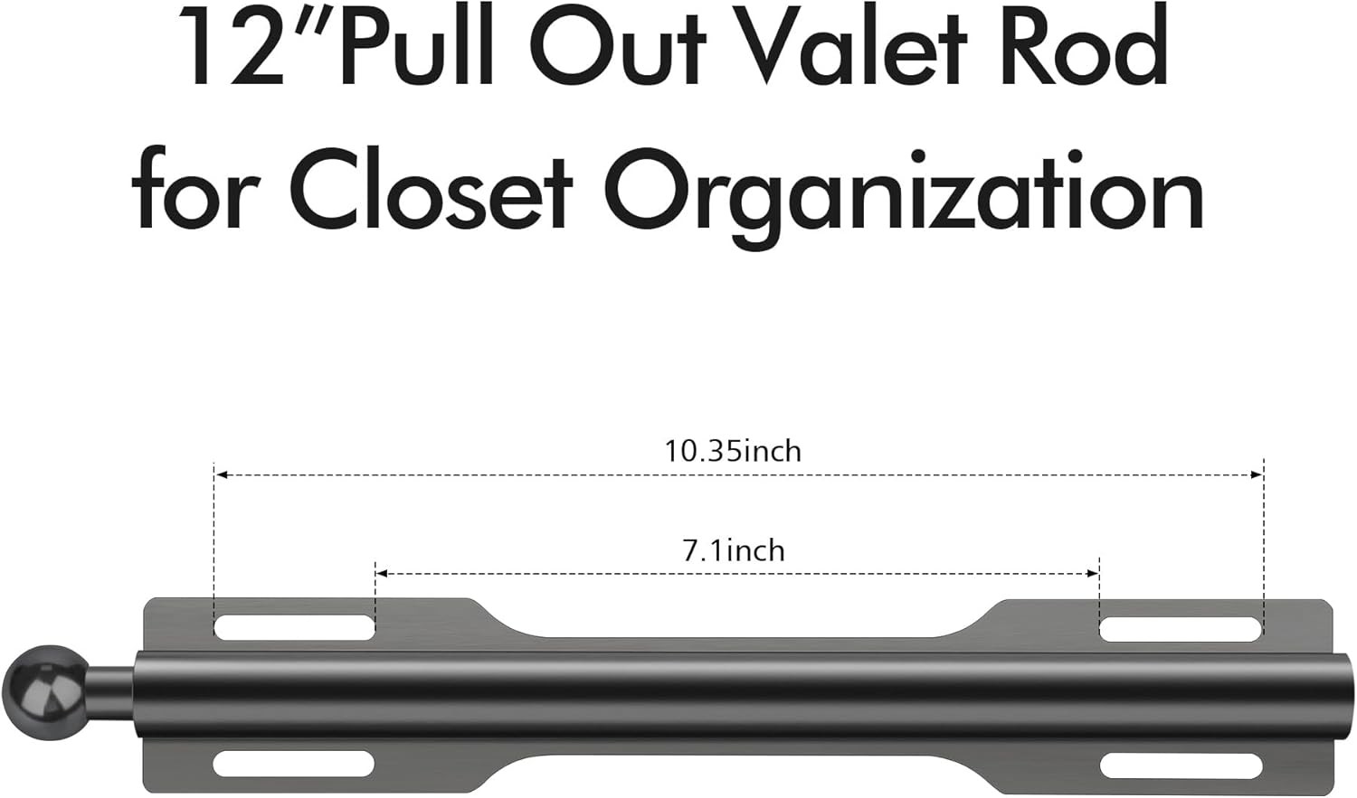 12" Valet Rod for Closet Pull Out (1 Pack, Black)