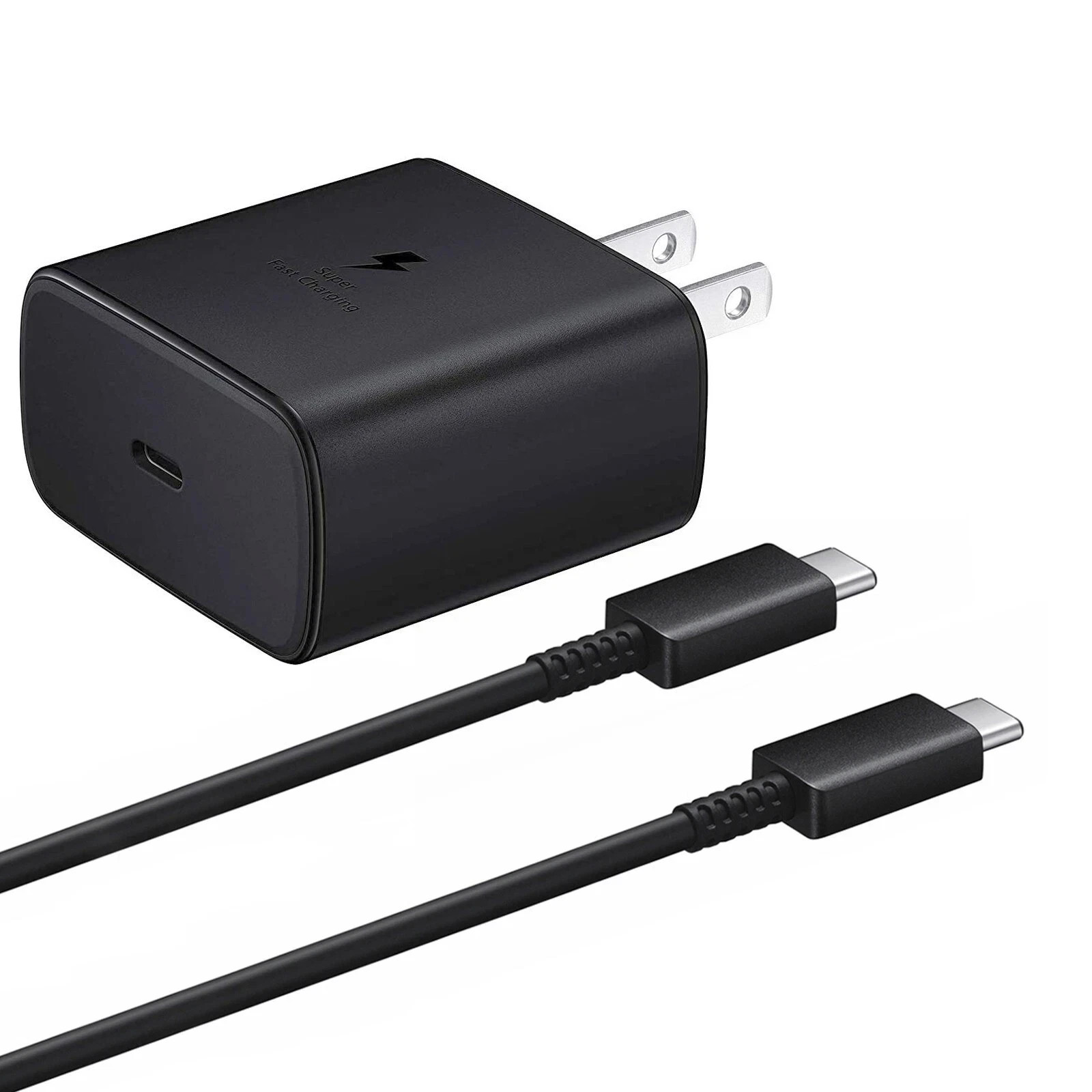 USB C Fast Charger/ Cable 45W PD Adapter for Samsung S25 S24 S23 S22 S21 Black