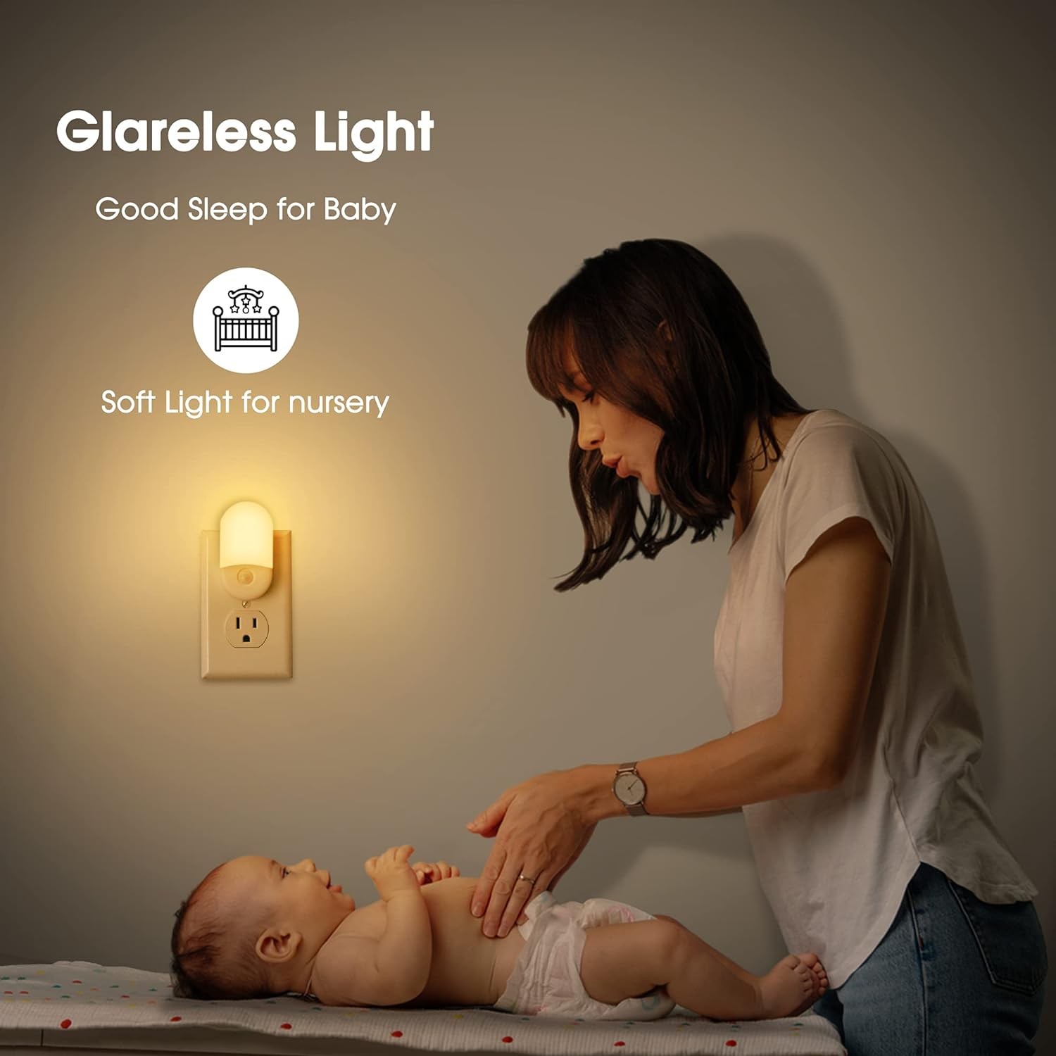 Night Lights Plug into Wall, [2 Pack] LED Dimmable Night Light with Light Sen...