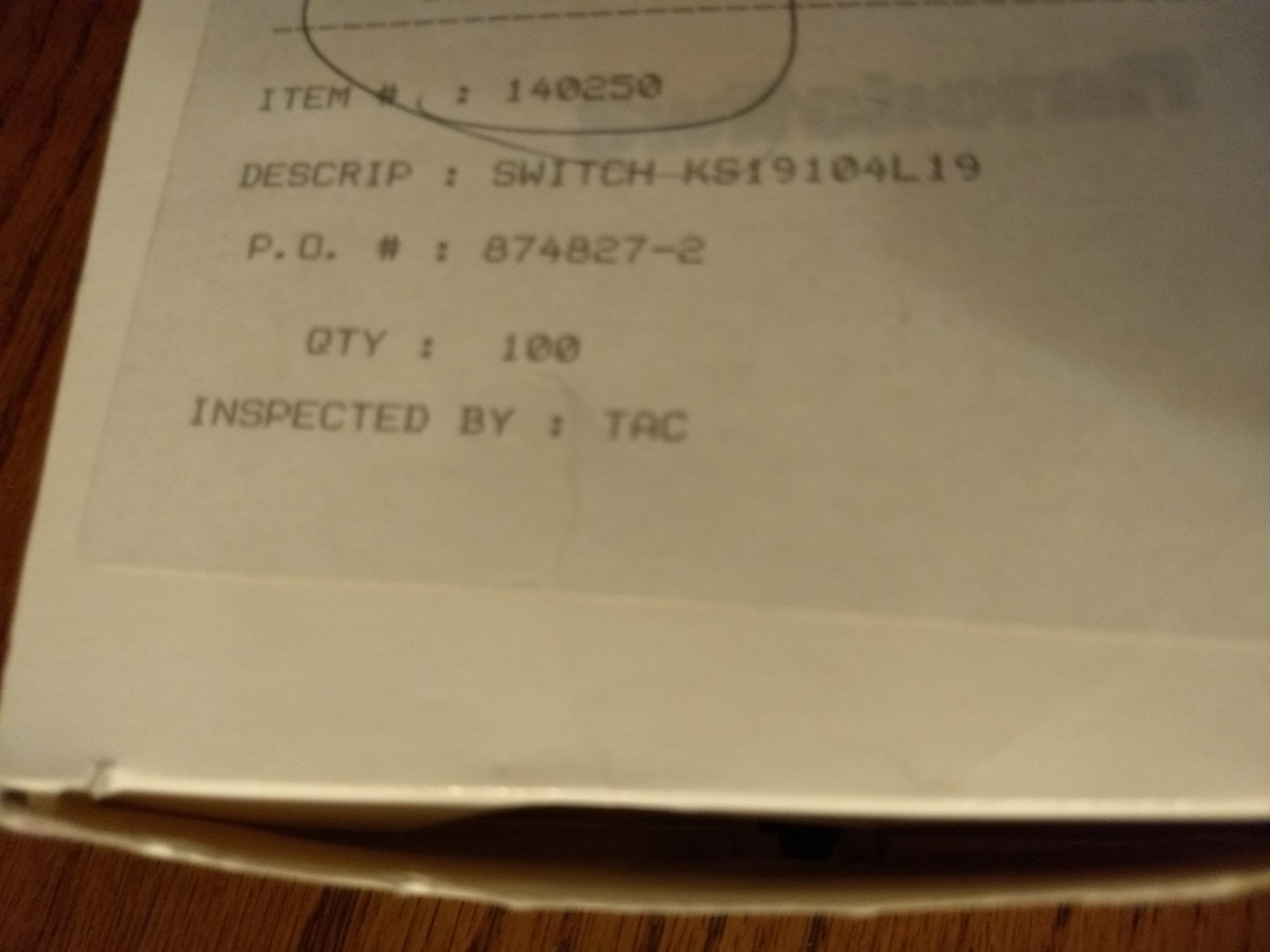 Qty 5-Switchcraft-KS19104L19 Switch, PCB mount slide