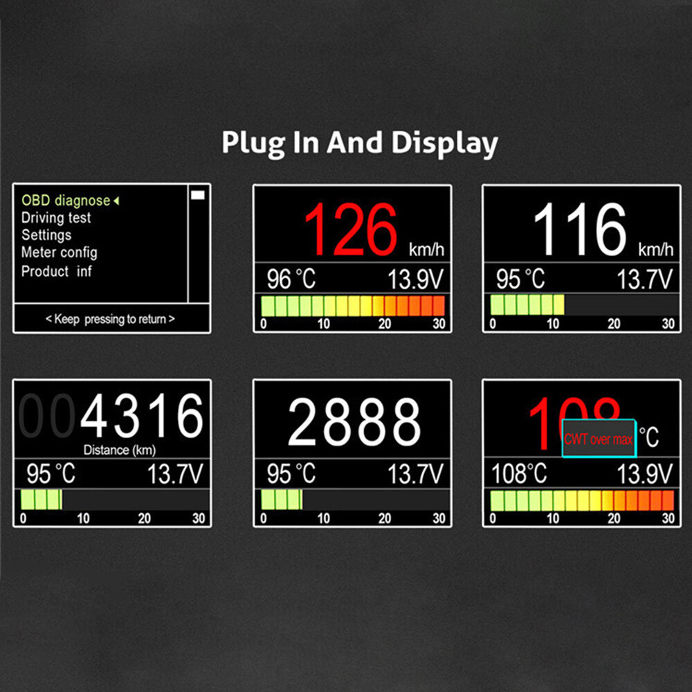 ANCEL A202 Car Computer Display Speed Fuel Consumption Temperature Gauge Battery