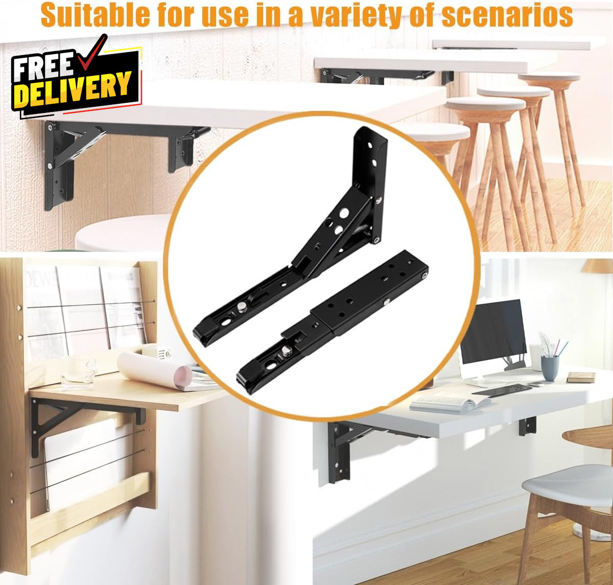 Wall Table Fold down Hinge 90 Degree Self-Locking Folding Hinge Save Space Drop