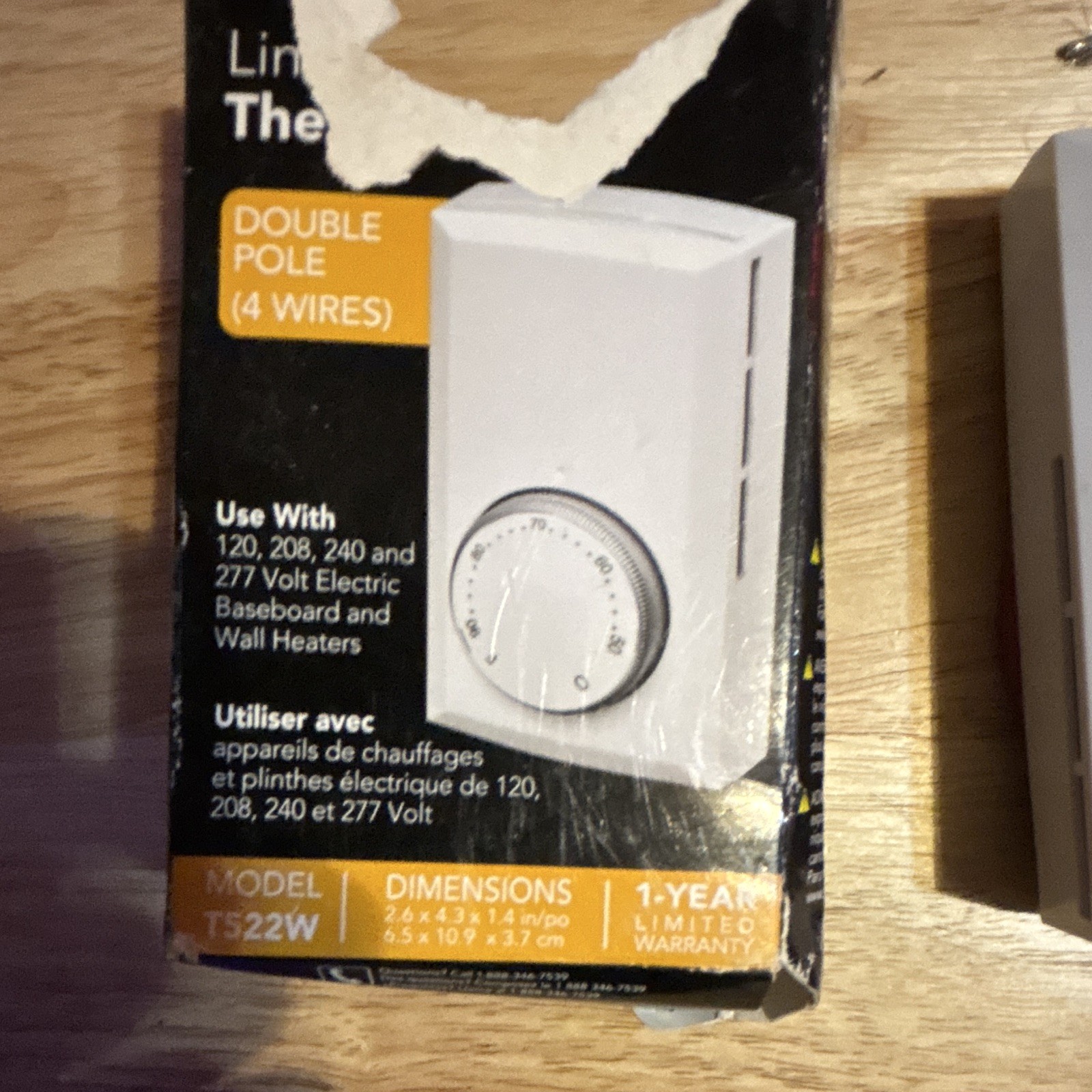 Cadet TS22W Line Voltage Double Pole Wall Dial Thermostat, White