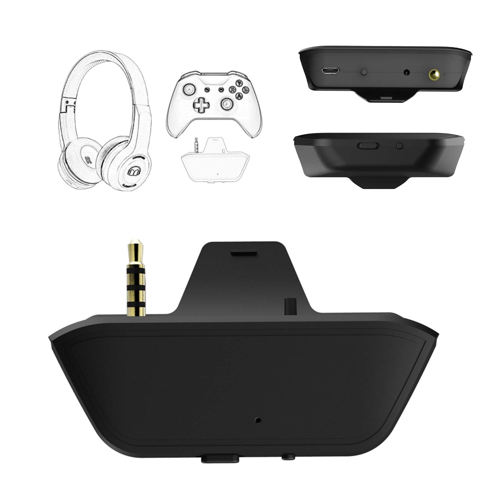 Uberwith Bluetooth Transmitter Dongle for Xbox Controllers - Stereo Black