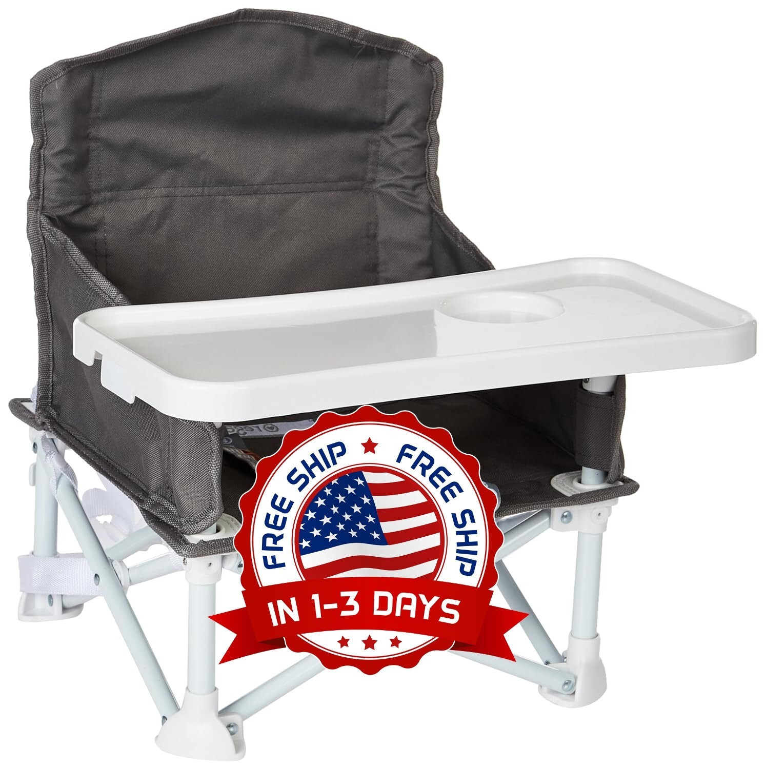 Asiento De Bebe Portatil Para Viajes Plegado Compacto Correas Para Uso Grises US